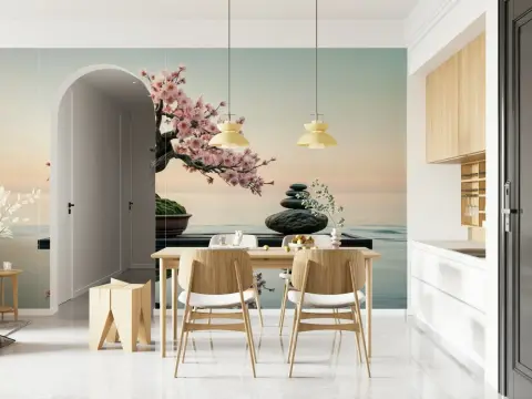 Zen Cherry Blossom Bonsai Wall Mural
