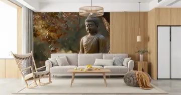 Serene Buddha Meditation Earthy Tones Wall Mural