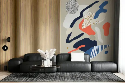 Contemporary Abstract Organic Forms Wall Mural