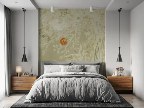 Serene Botanical Sunrise Wall Mural