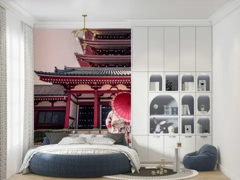 Traditional Japanese Pagoda Temple Wall Mural