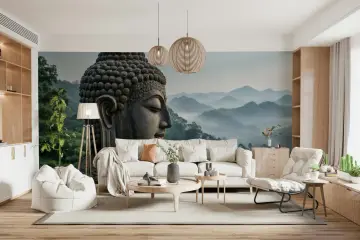 Serene Buddha Mountain Vista Wall Mural