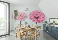 Giant Pink Zinnia Floral Wall Mural