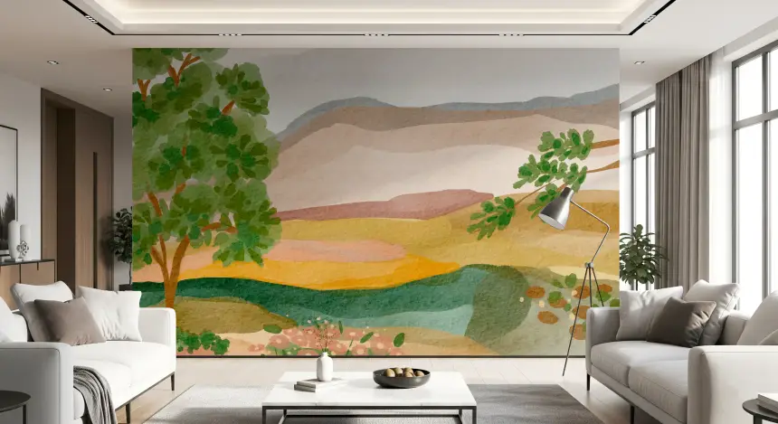 Painted Hillside Calm Wall Mural