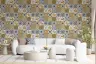 Vibrant Majolica Tile Mosaic Wallpaper 6