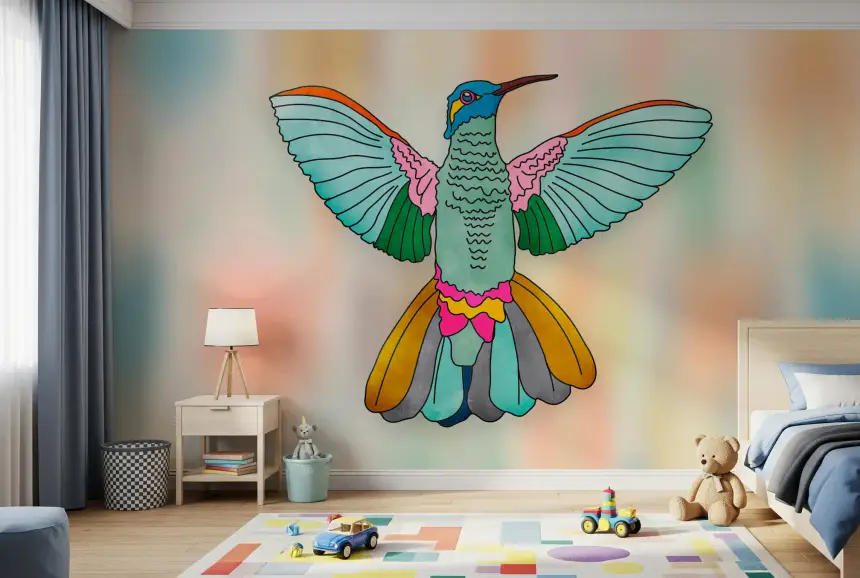 Rainbow Hummingbird Wall Mural