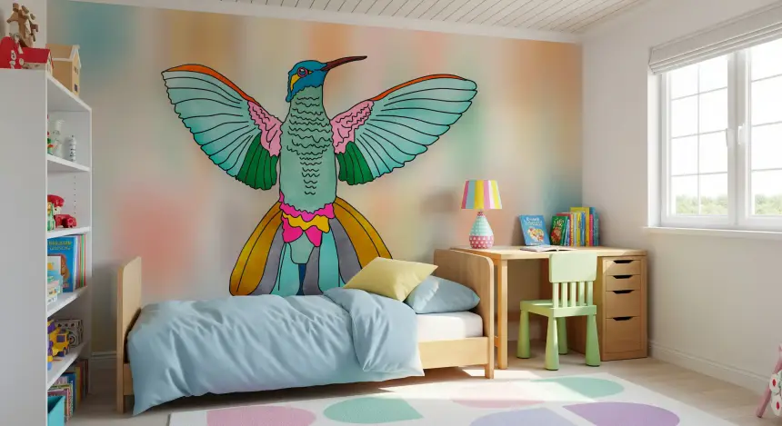 Rainbow Hummingbird Wall Mural