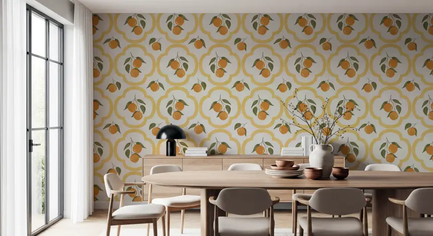 Mediterranean Oranges Decor Wallpaper