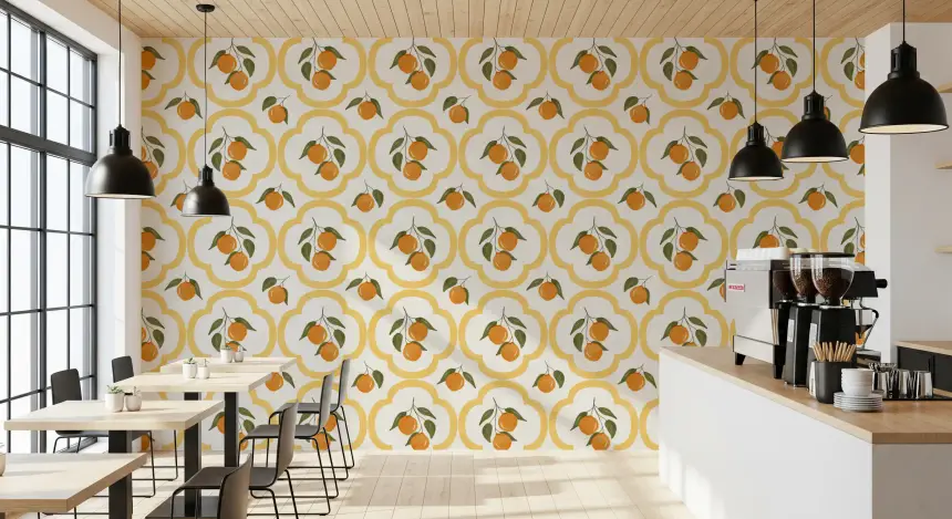 Mediterranean Oranges Decor Wallpaper