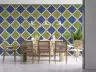 Mediterranean Diamond Geometric Wallpaper with Blue and Green 8