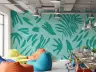 Teal Organic Botanical Shapes Wallpaper Mural 6