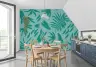 Teal Organic Botanical Shapes Wallpaper Mural 8