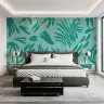 Teal Organic Botanical Shapes Wallpaper Mural 7