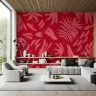 Vibrant Crimson Abstract Botanical Wall Mural 8