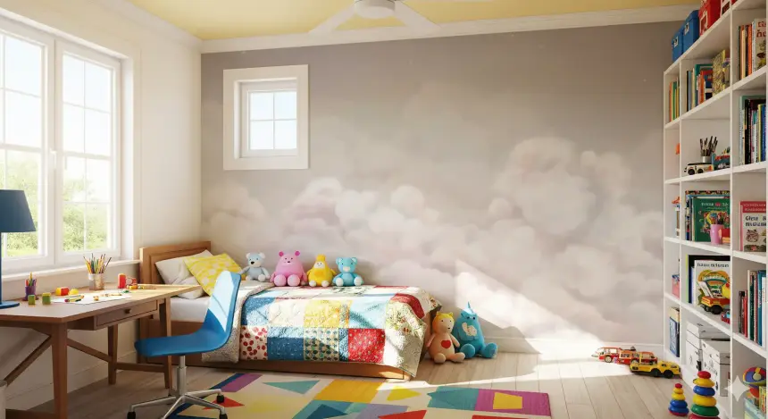 Calming Clouds Pink Wall Mural