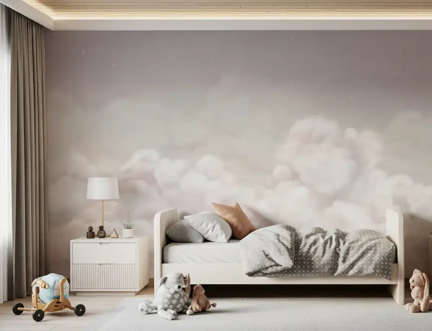 Calming Clouds Pink Wall Mural