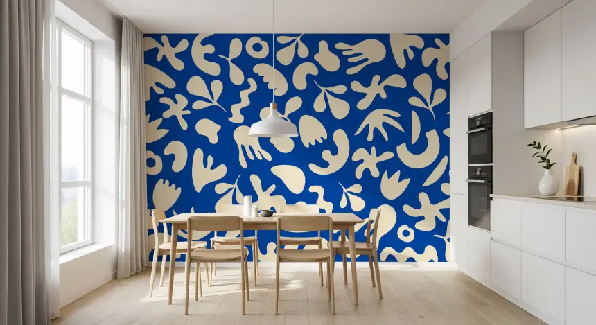 Blue Organic Flow Wall Mural