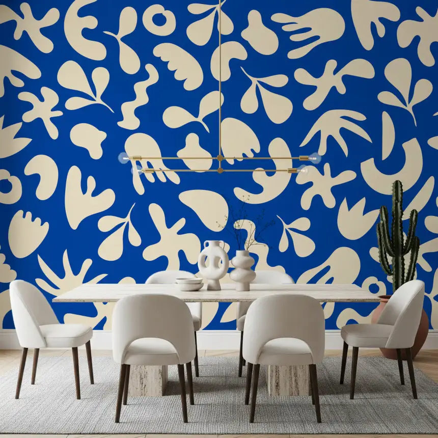 Blue Organic Flow Wall Mural