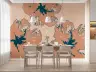 Contemporary Peach Teal Stylized Floral Wall Mural 7