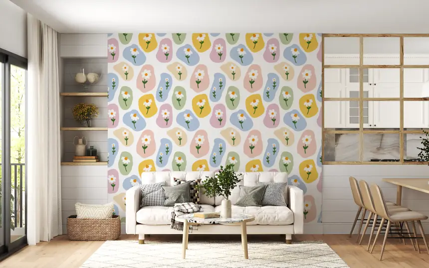 Pastel Daisy Pebbles Wallpaper