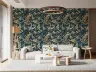 Teal and Gold Chinoiserie Peacock Pattern Wallpaper 6