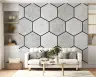White Marble Hexagon Geometric Pattern Wall Mural 7