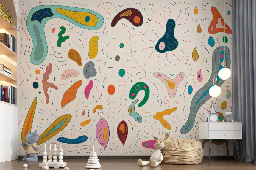 Playfull Abstract Shapes Wall Mural
