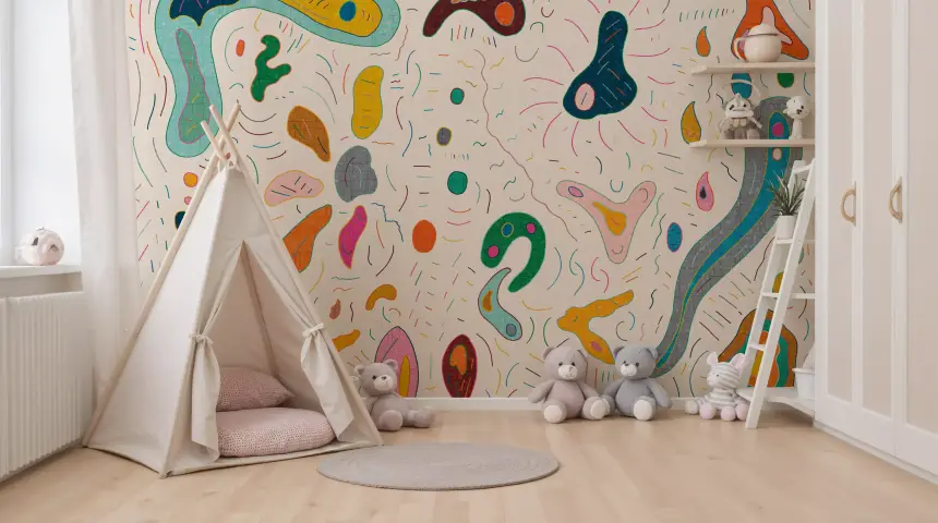 Playfull Abstract Shapes Wall Mural