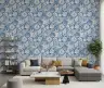 Seashell and Coral Patterned Blue Wallpaper 6