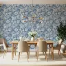 Seashell and Coral Patterned Blue Wallpaper 8