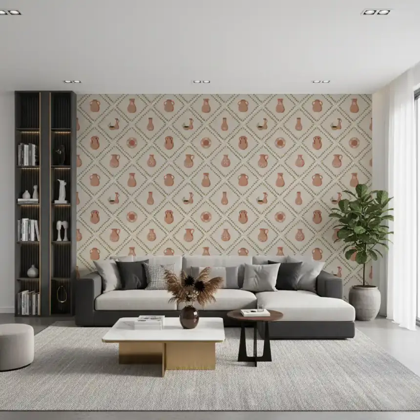 Tuscany Pottery Decorated Tiles Wallpaper
