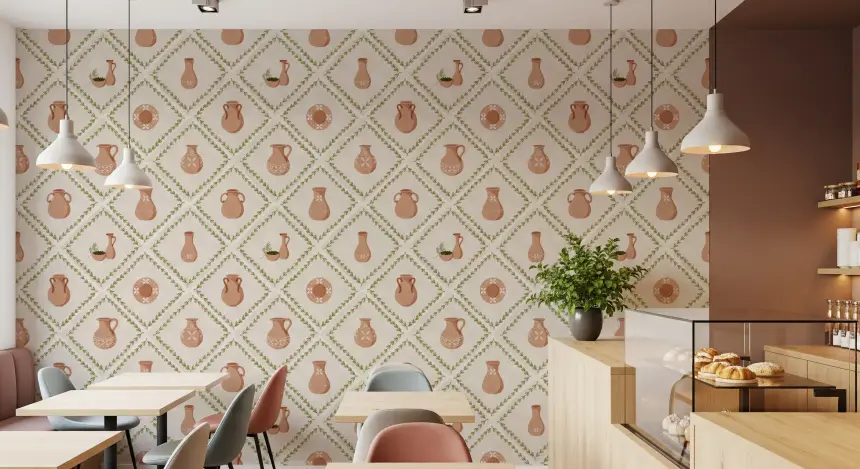 Tuscany Pottery Decorated Tiles Wallpaper
