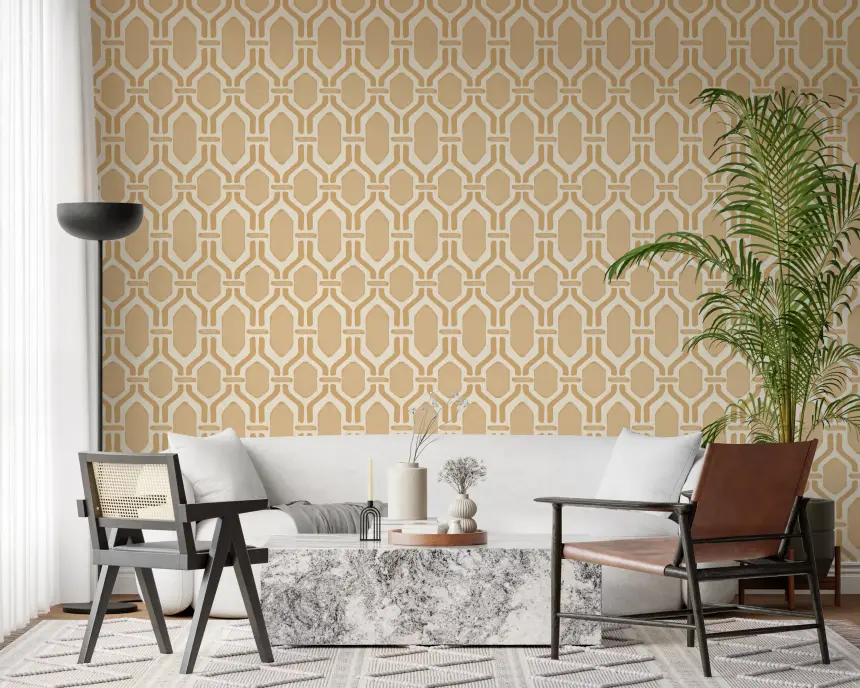 Art Deco Trellis Sand Wallpaper