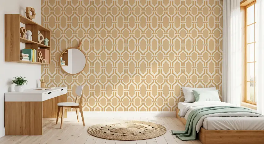 Art Deco Trellis Sand Wallpaper