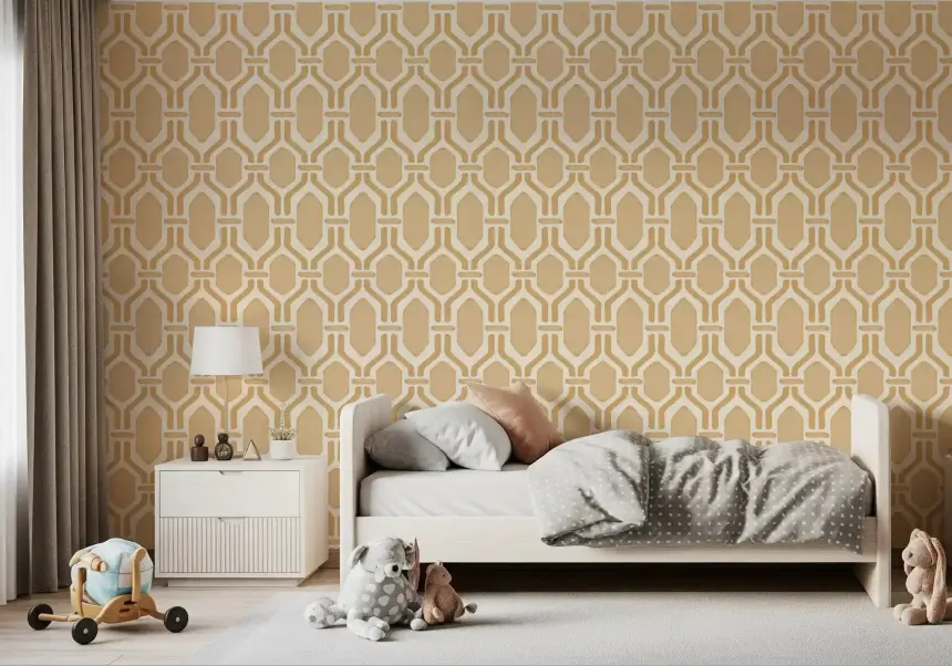 Art Deco Trellis Sand Wallpaper