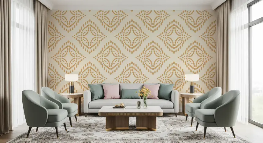 Block Print Ornament Sand Wallpaper
