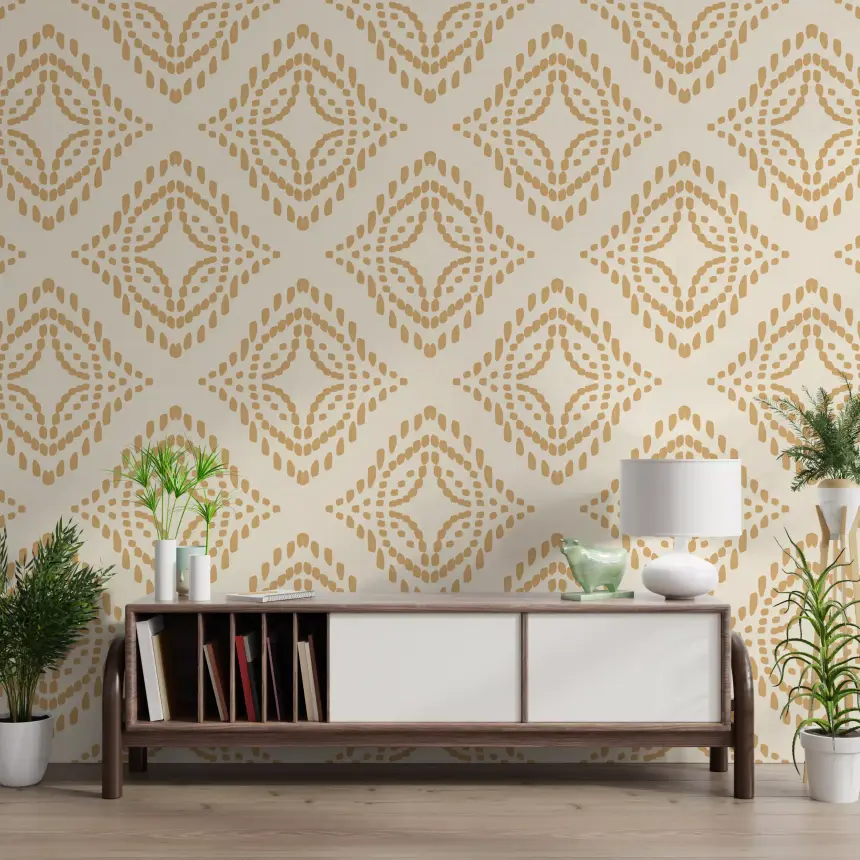 Block Print Ornament Sand Wallpaper