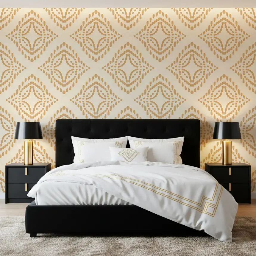 Block Print Ornament Sand Wallpaper