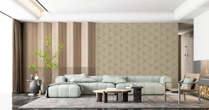 Textured Mudcloth Geometric Triangles Boho Sand Beige Wallpaper