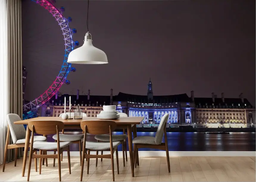 London Night Glow: Embankment Reflections Wall Mural