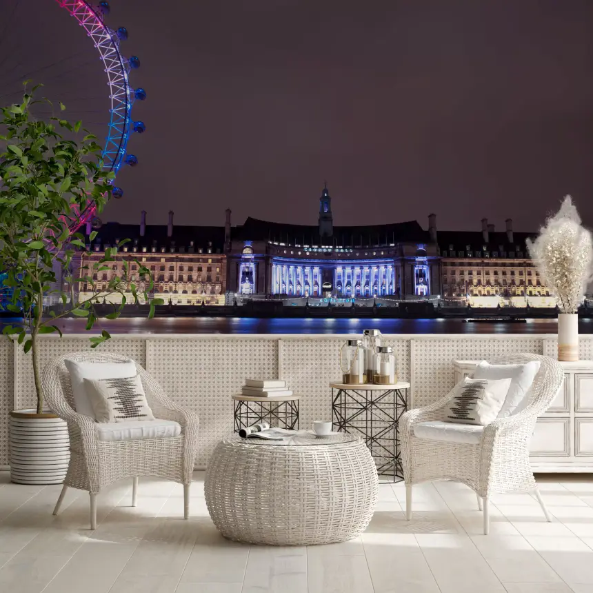 London Night Glow: Embankment Reflections Wall Mural