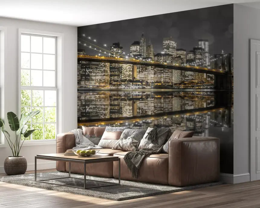 City of Gold & Gray: NYC Nightscape Wall Mural