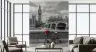 London Big Ben Monochrome Wall Mural with Red Roses 6