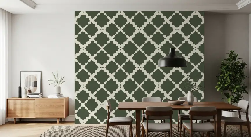 Textured Lattice Trellis Geometric Moss Green Minimalist Modern Wallpaper