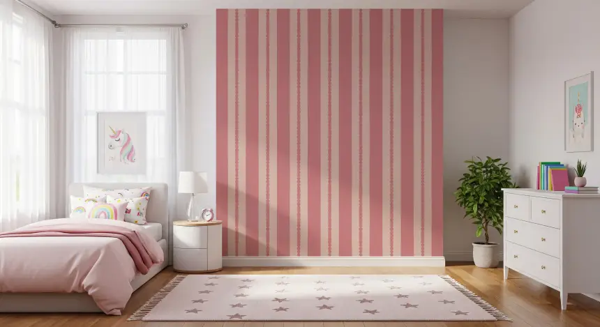 Blush Scallop Stripes Wallpaper
