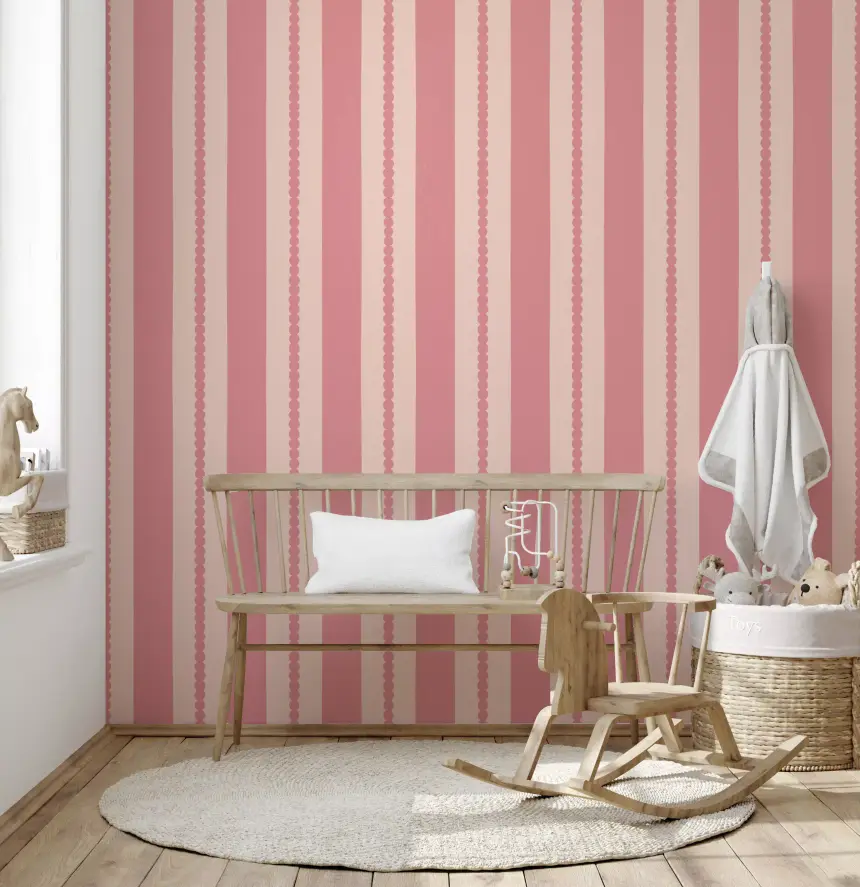 Blush Scallop Stripes Wallpaper