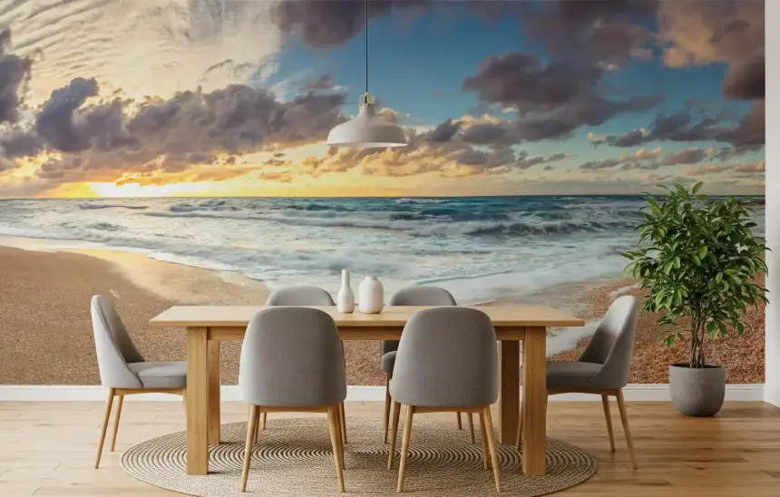Golden Shoreline Serenity Wall Mural