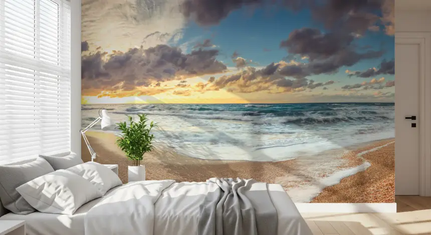 Golden Shoreline Serenity Wall Mural