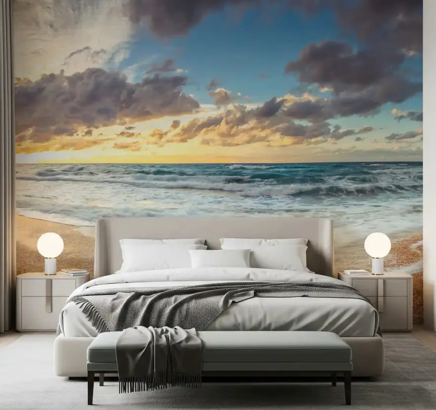 Golden Shoreline Serenity Wall Mural