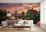 Scenic Dutch Windmill and Canal Sunset Wall Mural 6